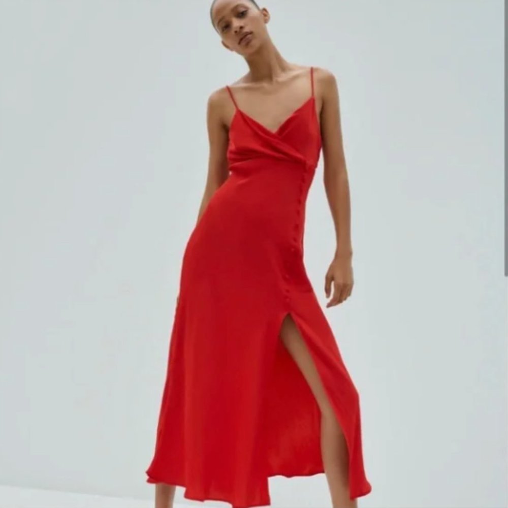 Zara Buttoned Slip Dress Size Medium NWT